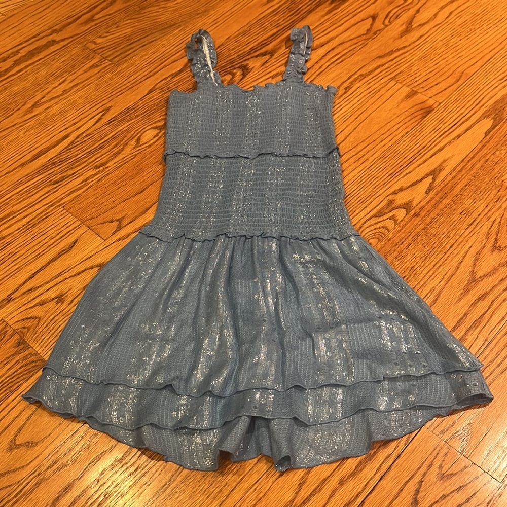 Woman’s Blue Sparkle Ruffle Dress - Picture 3 of 3